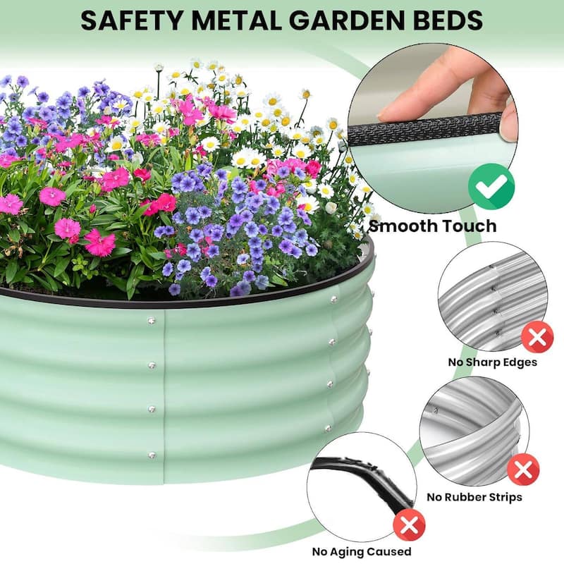 2x2x1ft Round Galvanized Raised Garden Bed, Planter Box for Vegetables, Flowers, Fruits