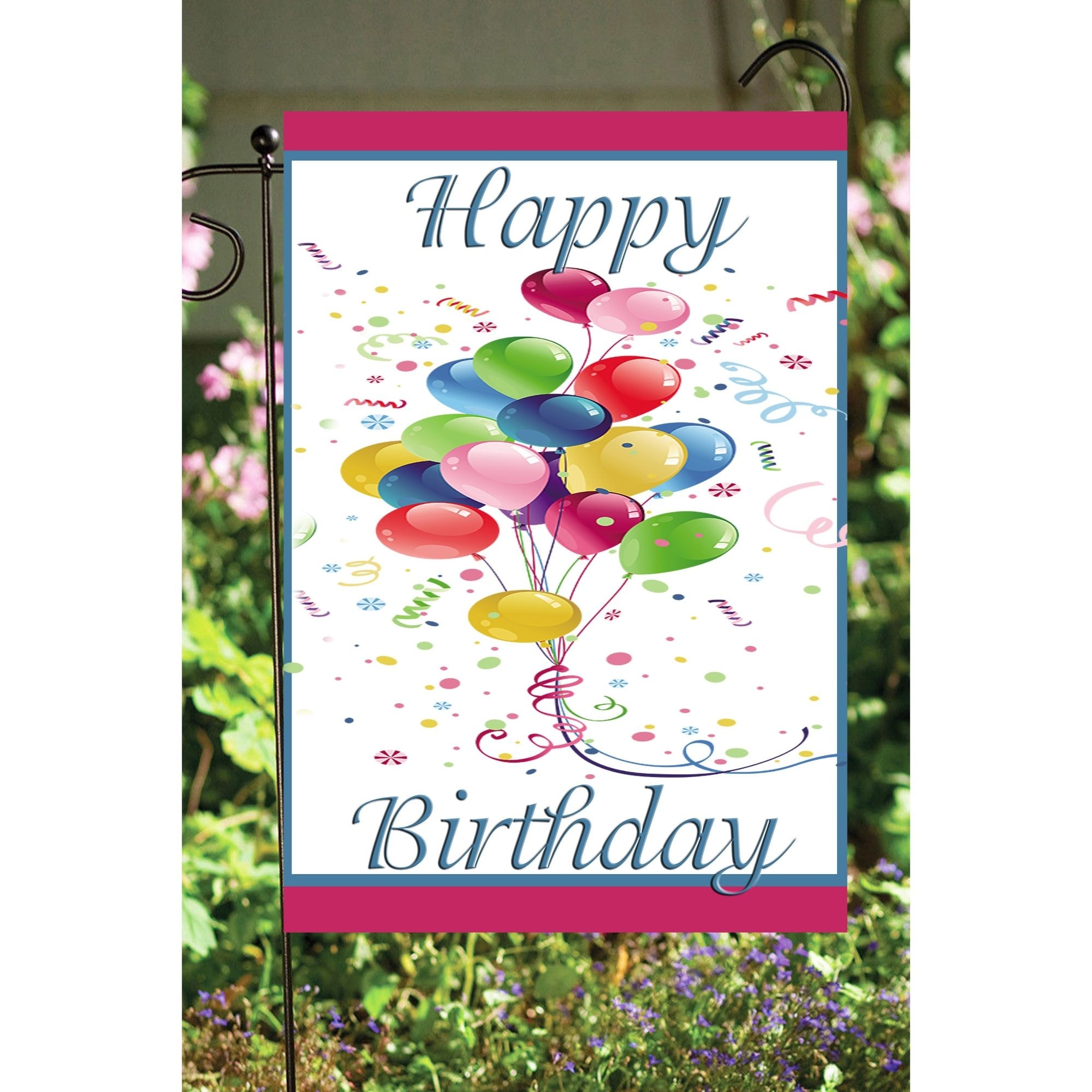 Blue Pink And White Happy Birthday Balloons Outdoor Garden Flags 18 X 12 Overstock 32210930