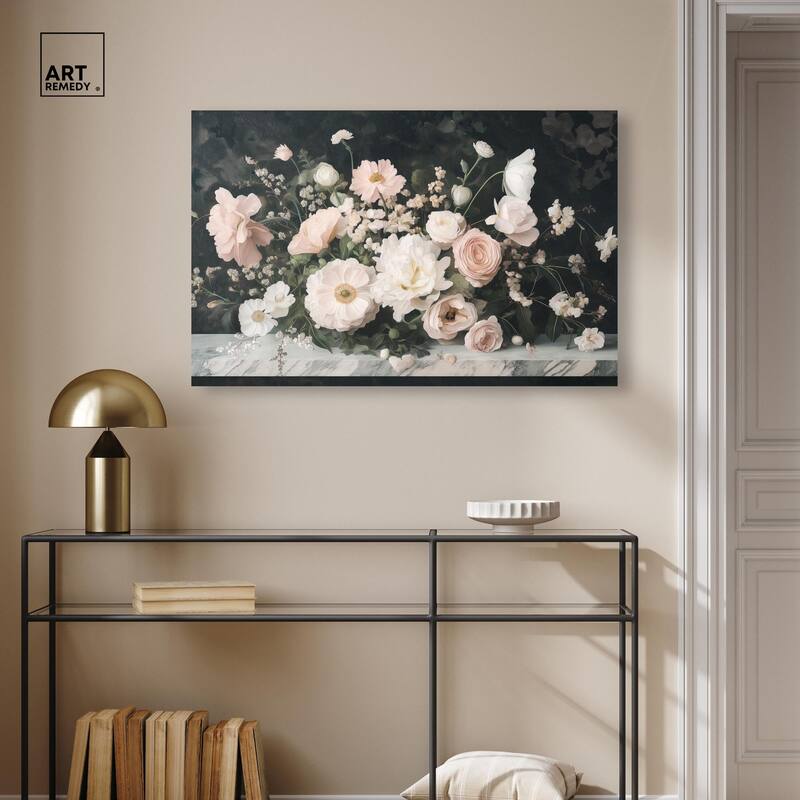 Marble and Blooms Canvas by Art Remedy, Gallery Wrapped