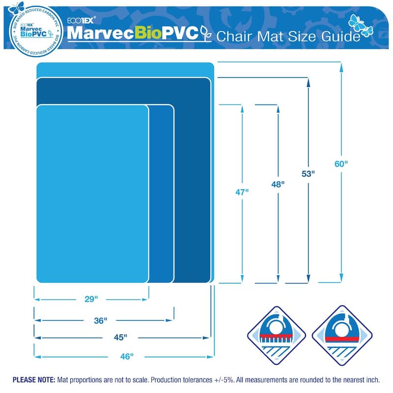 Floortex® Ecotex® BioPVC Eco Friendly Carbon Neutral PVC Chair Mat for Hard Floors - 46" x 60"
