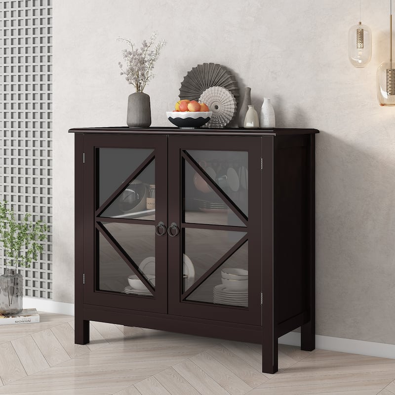 Kitchen cabinet with double glass doors