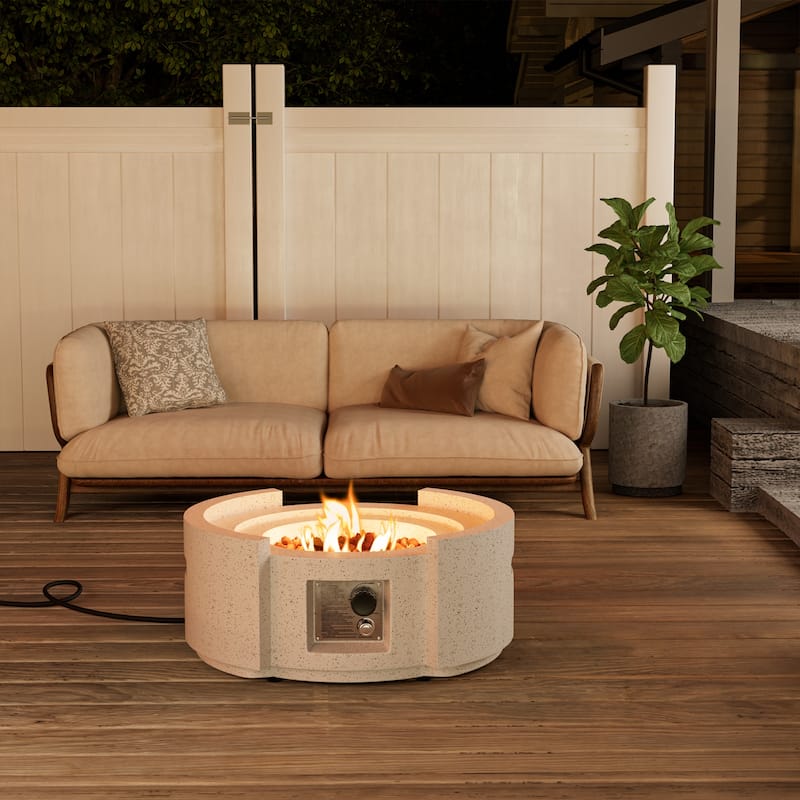 Semicircle Terrazzo Outdoor Firepit with Wind Guard