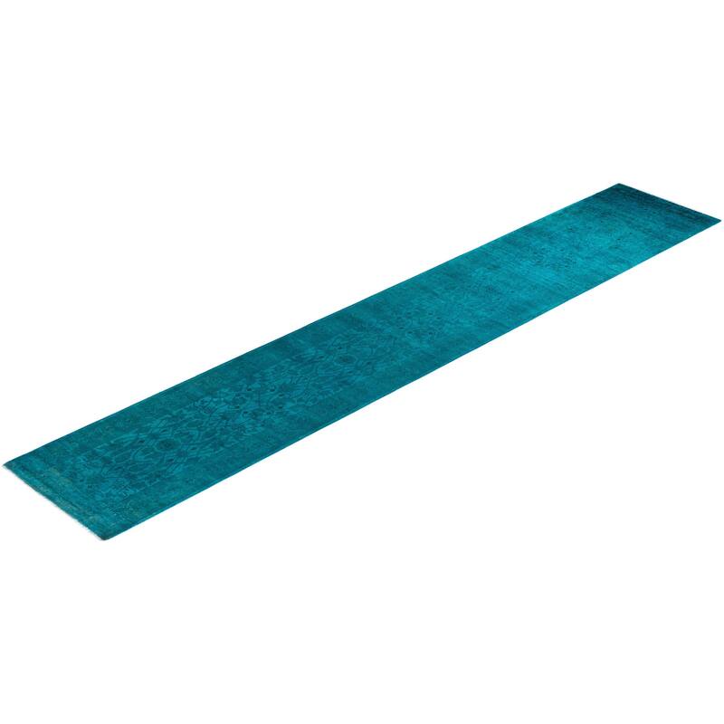 Contemporary Overdyed Wool Hand Knotted Runner - 2' 5" x 14' 3"