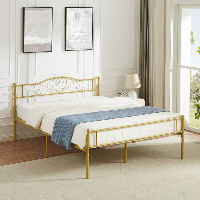 Javlergo Metal Platform Bed Frame with Modern Headboard, No Box Spring Needed