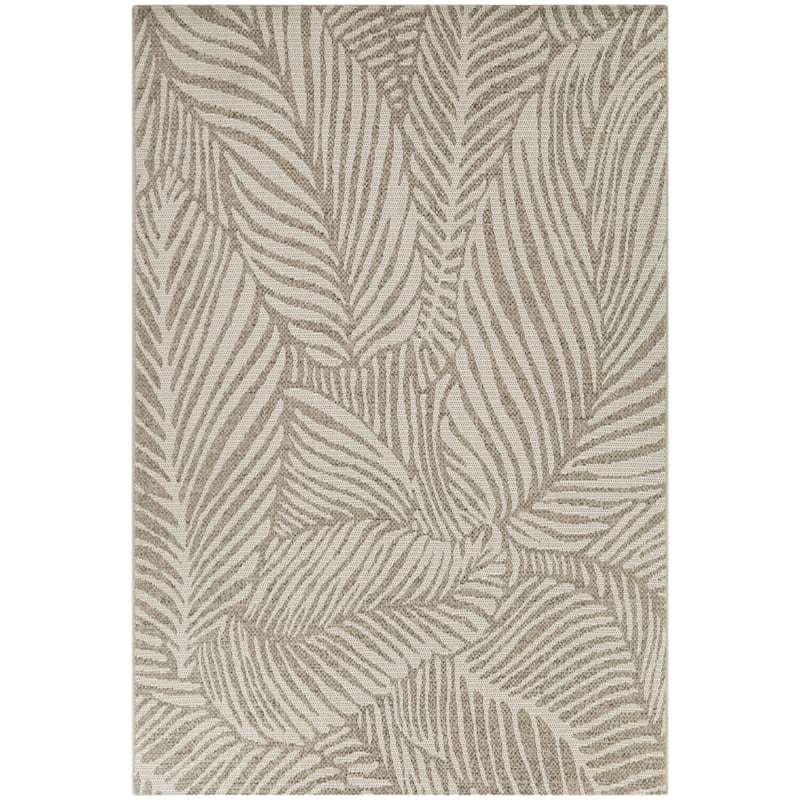 Raiko Coastal Leaf Patio Indoor/Outdoor Area Rug - 5'3" x 7' - Taupe