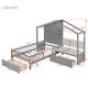 preview thumbnail 12 of 18, Versatility Twin Size House Bed with Upholstered Sofa, Wood Guardrail Bed with Shelves and Two Drawers, Charging Station Design