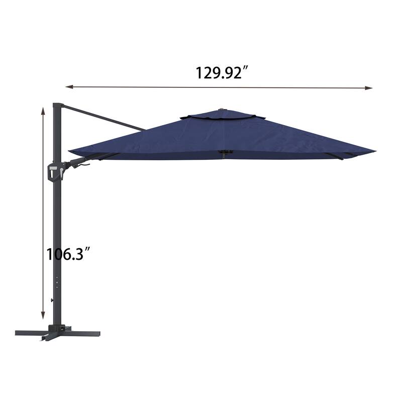 11FT Square Cantilever Aluminum Patio Umbrella, without Umbrella Base