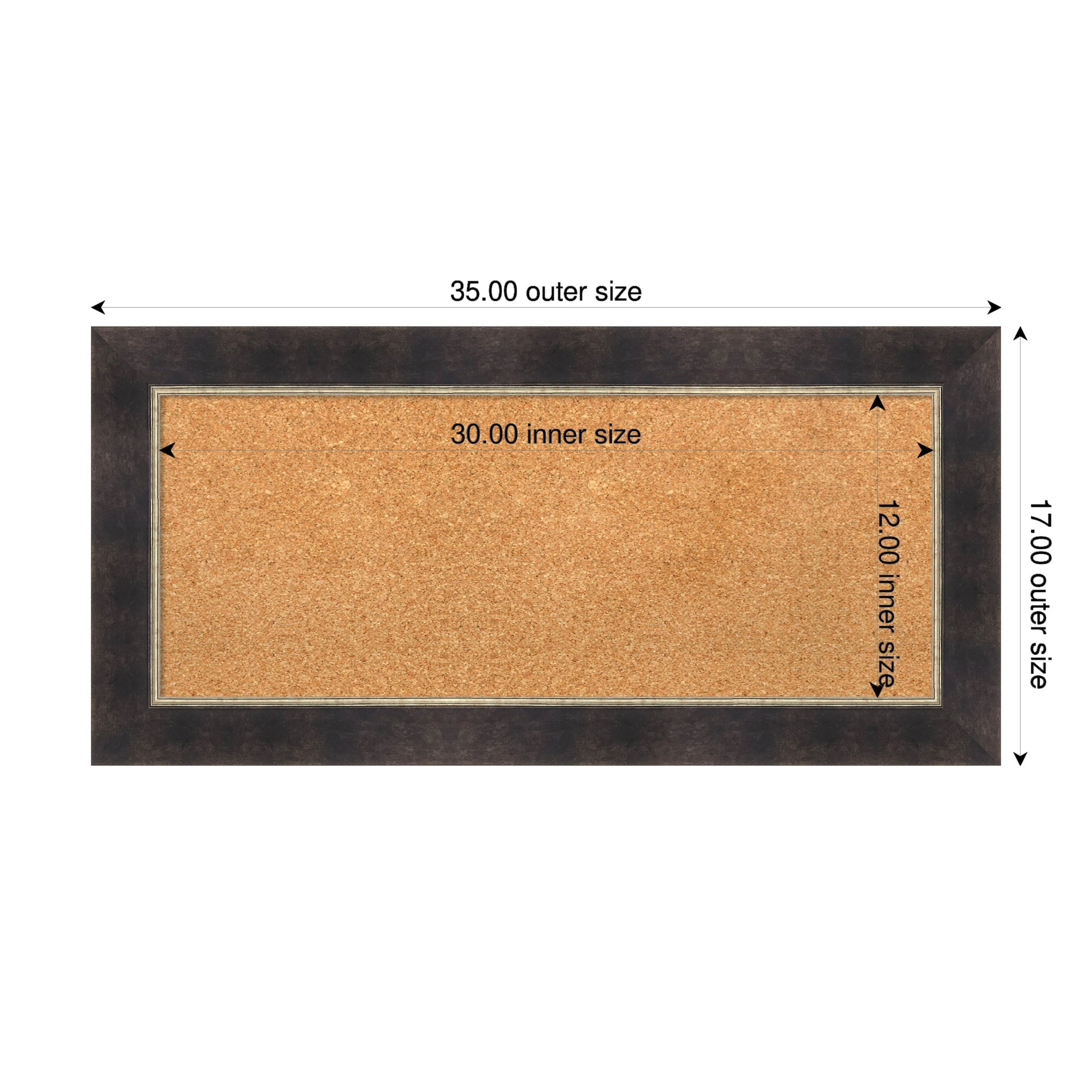 Odin Antique Bronze Wood Framed Cork Board - Bulletin Board, Organization Board, Pin Board