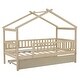 preview thumbnail 19 of 48, Twin Size Wooden House Bed Platform Bed With Twin Size Trundle,Solid Construction For Bedroom