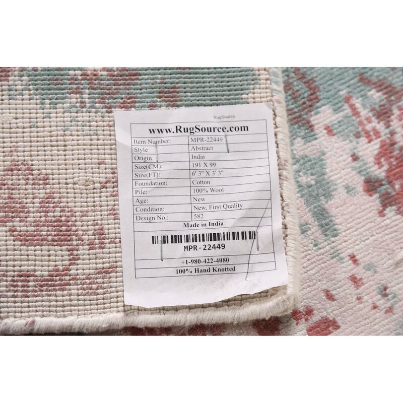 All-Over Abstract Contemporary Foyer Rug Handmade Wool Carpet - 3'3"x 6'3"