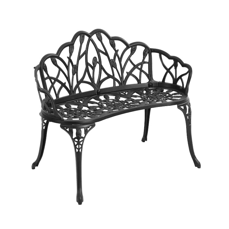 HOMEFUN Aluminum Outdoor Tulip Garden Bench