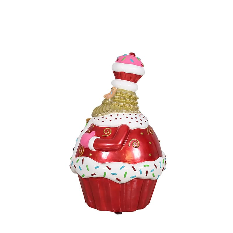 Santa Cupcake Fiberglass Outdoor Commercial Christmas Decoration - 48"