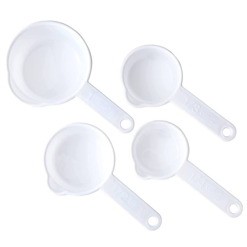 Chef Craft 4pc Durable White Plastic Measuring Cup Set - 1/4, 1/3, 1/2 and 1 Cup - White