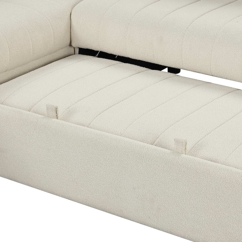 Upholstery Sleeper Sectional Sofa with Movable Storage Ottoman, L-shaped Sectional Pull Out Sofa Bed