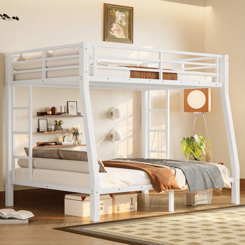 Metal Full XL over Queen Bunk Bed for Teens and Adults,Space-Saving/Noise Reduced/No Box Spring Needed
