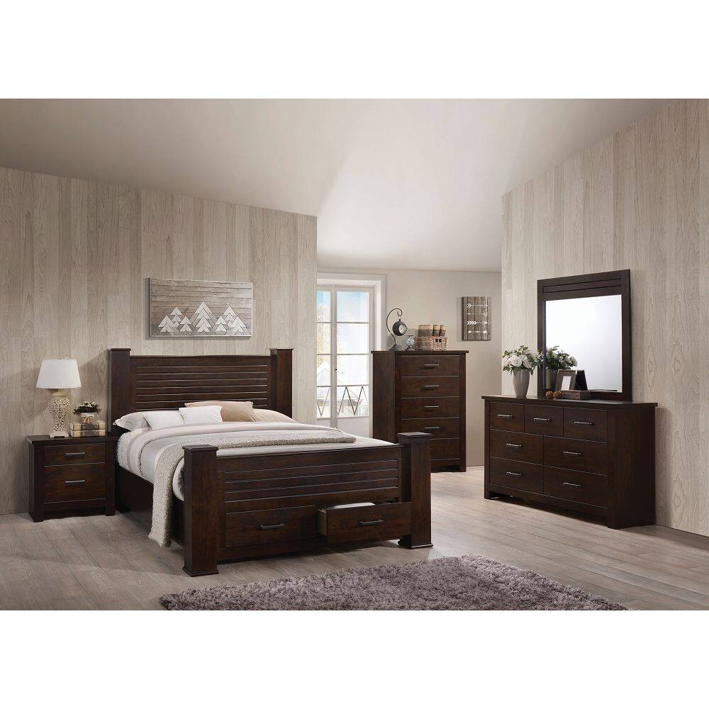 Box Spring Not Required Contemporary Queen Size Solid Wood Poster Bed