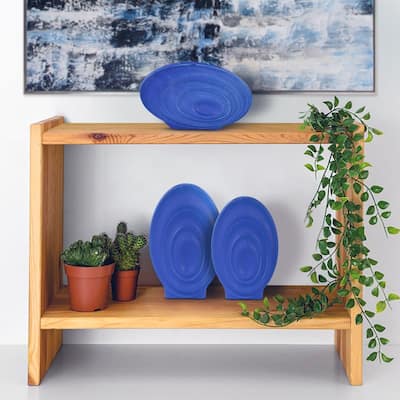 Allan Andrews Radiant Blue Ribbed Ceramic Vase Collection