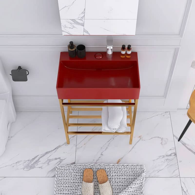 24" Freestanding Bathroom Vanity with Ceramic Sink - 23.62'' x13.98'' x 33.46''