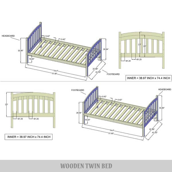 dimension image slide 0 of 2, CraftPorch Mid-Century Twin Over Twin Bunk Bed