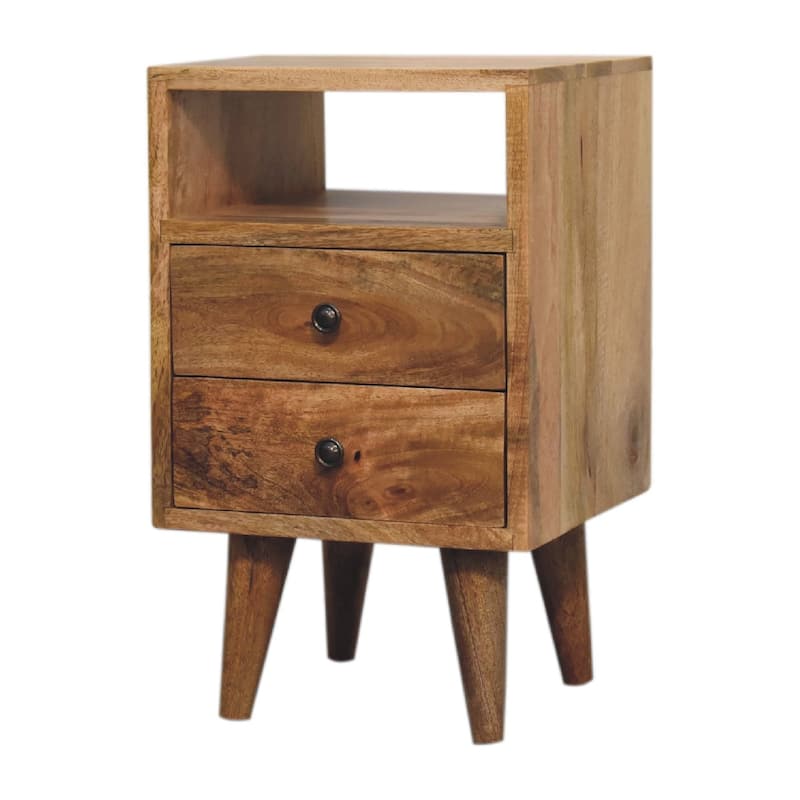 Artisan Furniture Solid Wood Mini Oak-ish Classic Open Nightstand