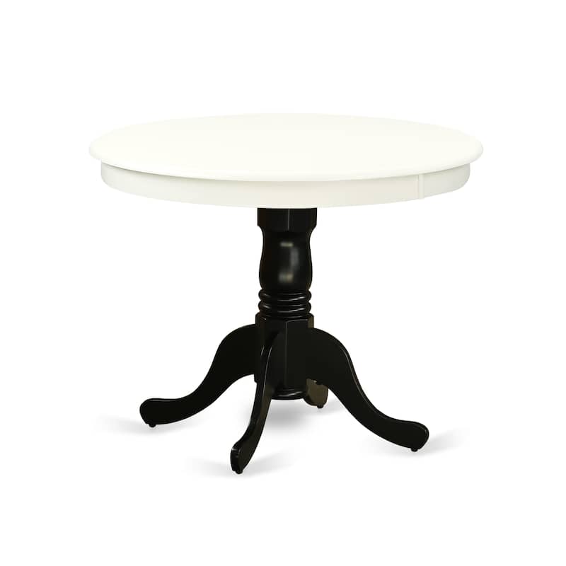 East West Furniture Antique Kitchen Dining Table - a Round Wooden Table Top with Pedestal Base, (Finish Options)