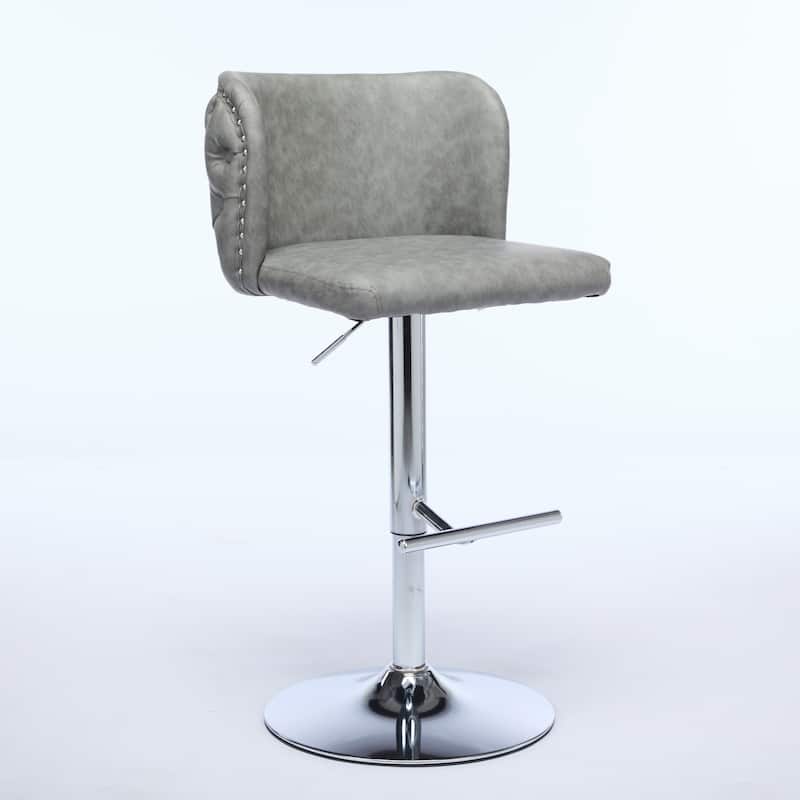 Velvet Upholstered Bar Stools Set of 2, Swivel Bar Stools with Adjusatble Height, Kitchen Island Chairs with Tufted Back