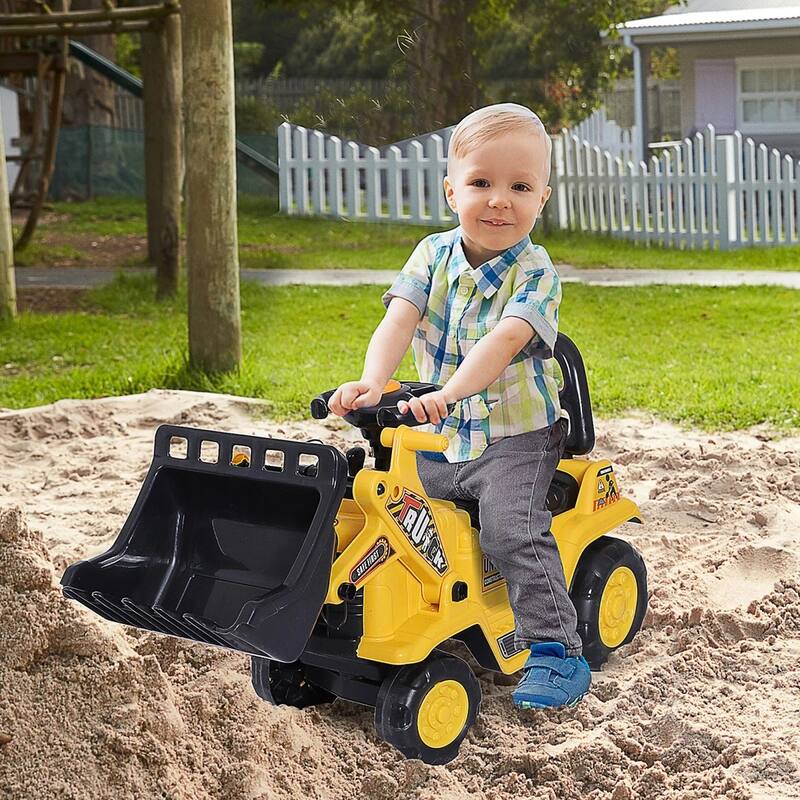 3-in-1 Ride-On Bulldozer Toy for Toddlers with Functional Shovel and Wheels Under-Seat Storage - 31.5" L x 10.5" W x 15.25" H