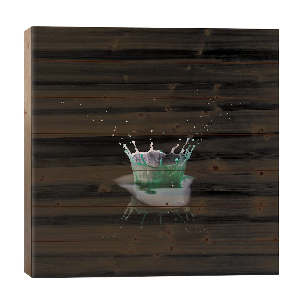 Green Crown Print On Wood by Andreas Stridsberg - Multi-Color