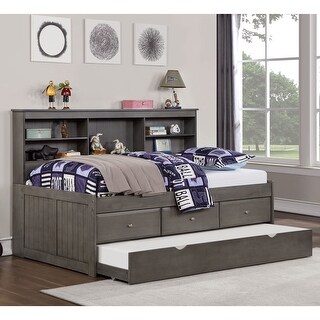 Furniture of America Transitional Crayna Dark Grey Daybed with Trundle