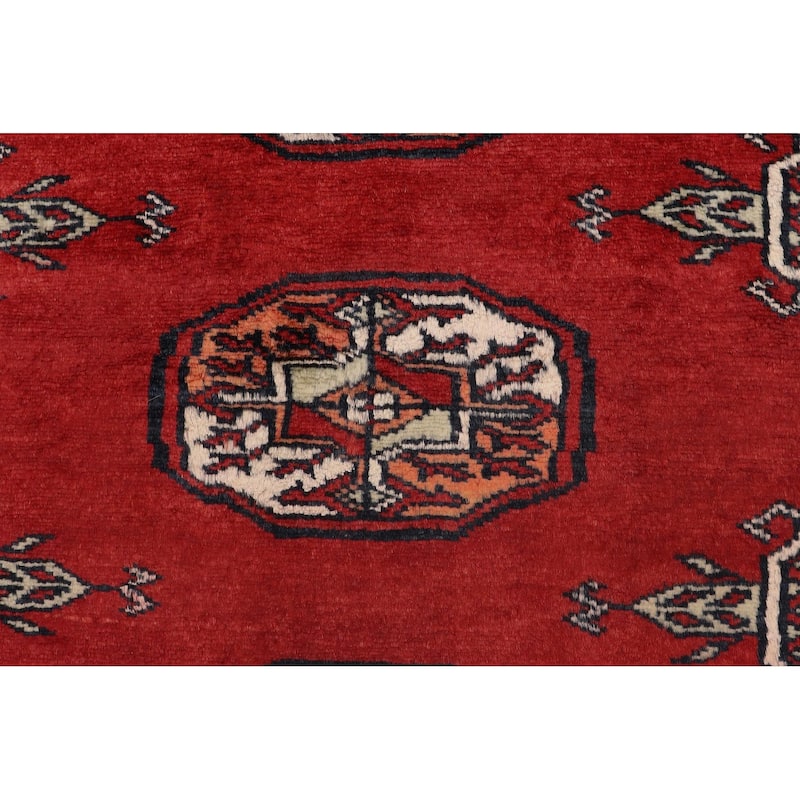 Tribal Bokhara Yaretzi Red Rust Hand Knotted Rug - 4'1'' x 6'4''