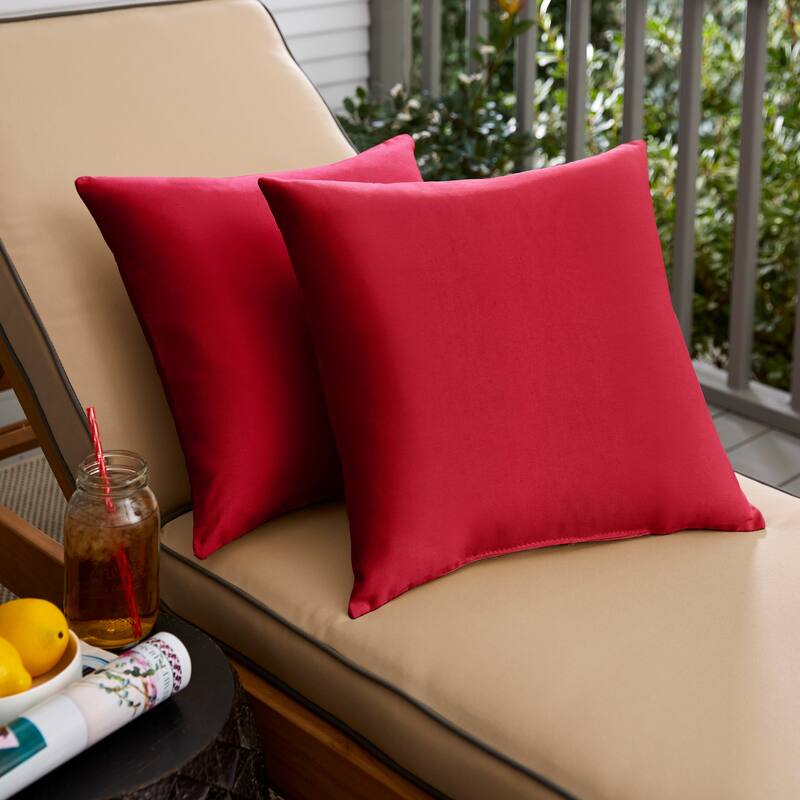 Sorra Home Outdoor Knife Edge Pillow Set of 2 - Poly Solid - Crimson