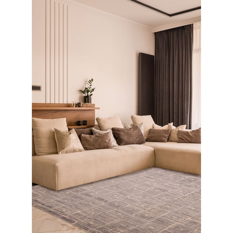 ECARPETGALLERY Hand Loomed Elysian Grey Wool Rug - 8'0 x 9'8