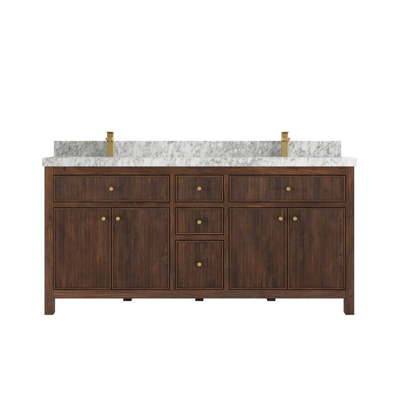 Willow Collections 72 in. W x 22 in. D Sonoma Teak Double Sink Bathroom Vanity with Countertop