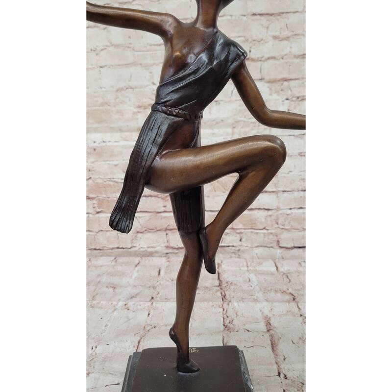 Bronze Art Deco Dancer Sculpture – Numbered Signed Elegant Ballerina Statue