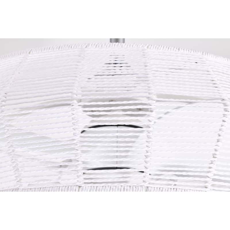Akasha 28 Inch Rattan Rope Fandelier 6 Light with Remote (Color Optional)