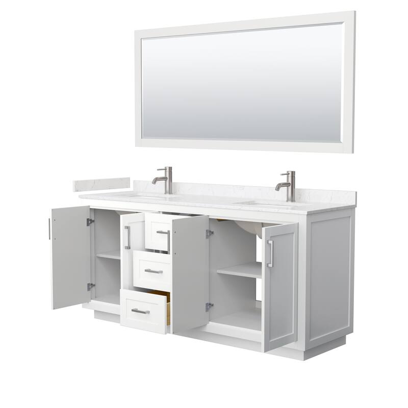 Miranda Double Vanity Set, Cultured Marble Top, 70-Inch Mirror