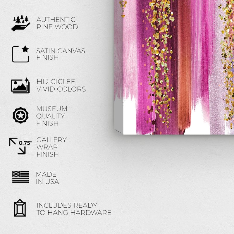 Wynwood Studio Canvas Abstract Inspiring Pink Swatches Pink and Metallic Gold Glam Wall Art Canvas Print