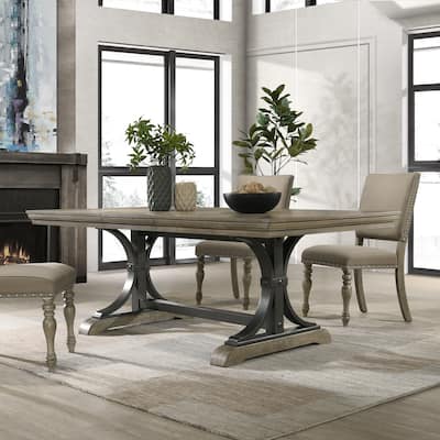 Roundhill Furniture Dasher Driftwood Finish Extendable Table