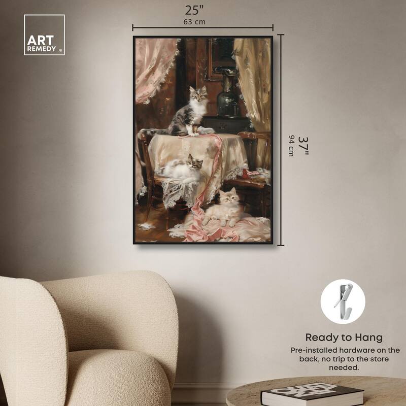 Kittens at the Table Canvas by Art Remedy