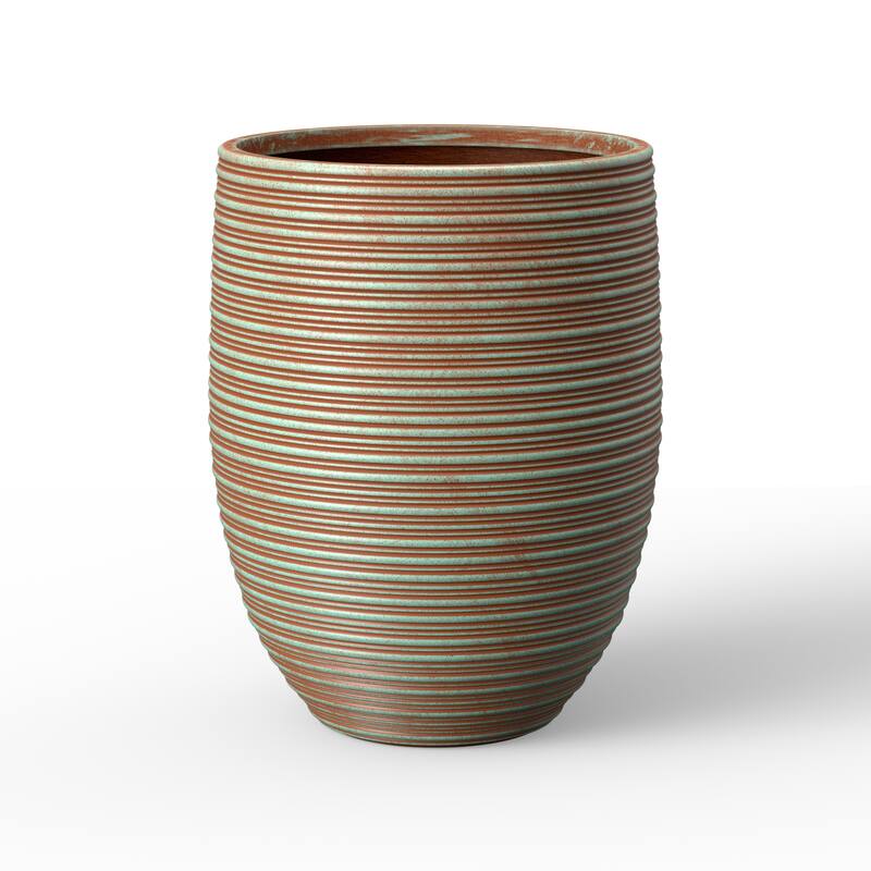 Concrete Tall Cylindrical Flower Pot with Drainage Holes and Enhanced Interior - 17 x 21.5 - Teal(Enhanced Interior)