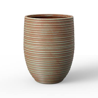 Concrete Tall Cylindrical Flower Pot with Drainage Holes and Enhanced Interior - 17 x 21.5