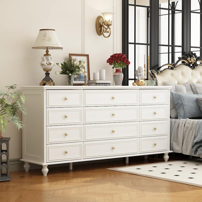 63"W Wood Dresser Bedroom Storage Drawer Organizer Closet 12 Drawer