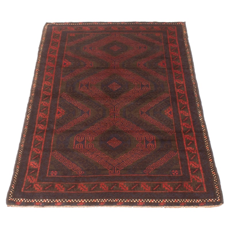 ECARPETGALLERY Hand-knotted Baluch Dark Grey Wool Rug - 3'8 x 6'5