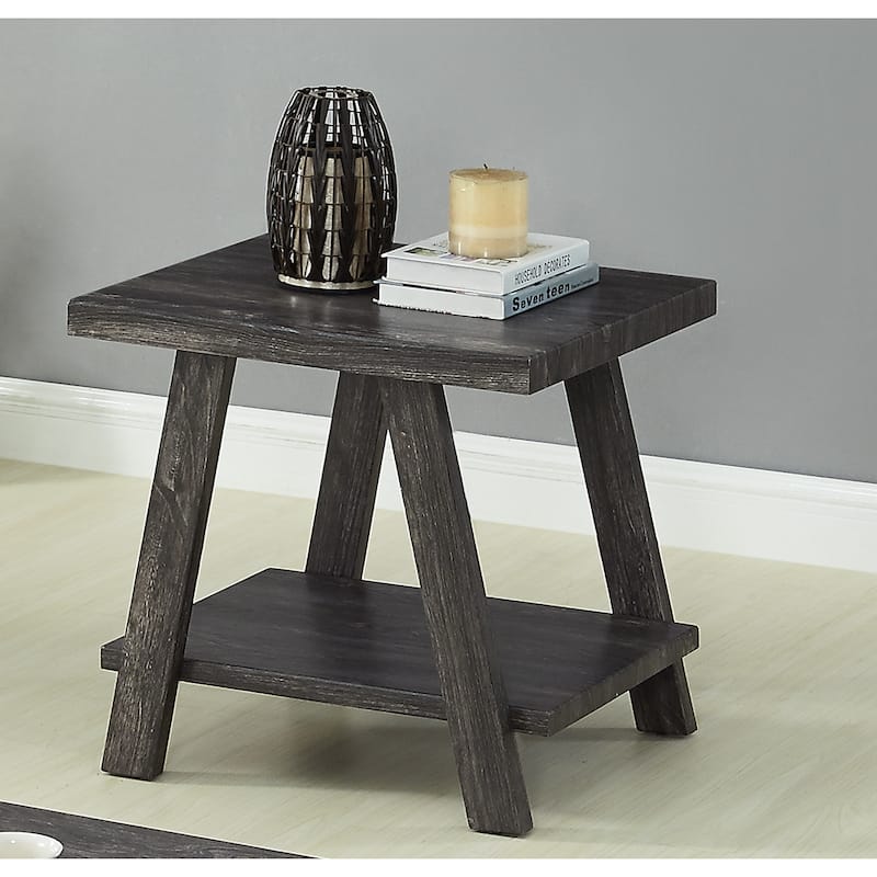 Athens Contemporary Replicated Wood Shelf End Table in Charcoal Finish - Charcoal