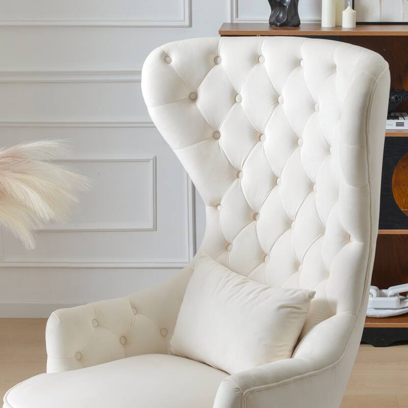 KINWELL Upholstered Tufted Velvet High Wingback Accent Chair