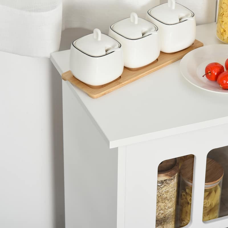 HOMCOM Modern Sideboard Storage Console Cabinet with Glass Door and Drawer for Kitchen, Living & Dining Room