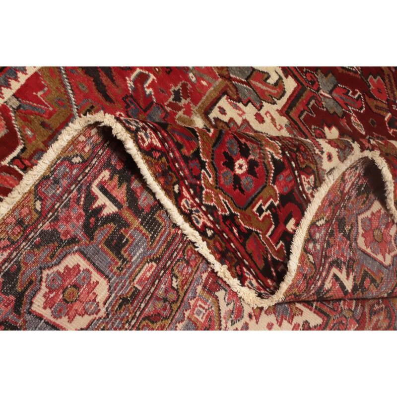 Hand Knotted Oriental 100% Wool Carpet Traditional Medallion Red Heriz Area Rug - 11' 11'' X 9' 4''