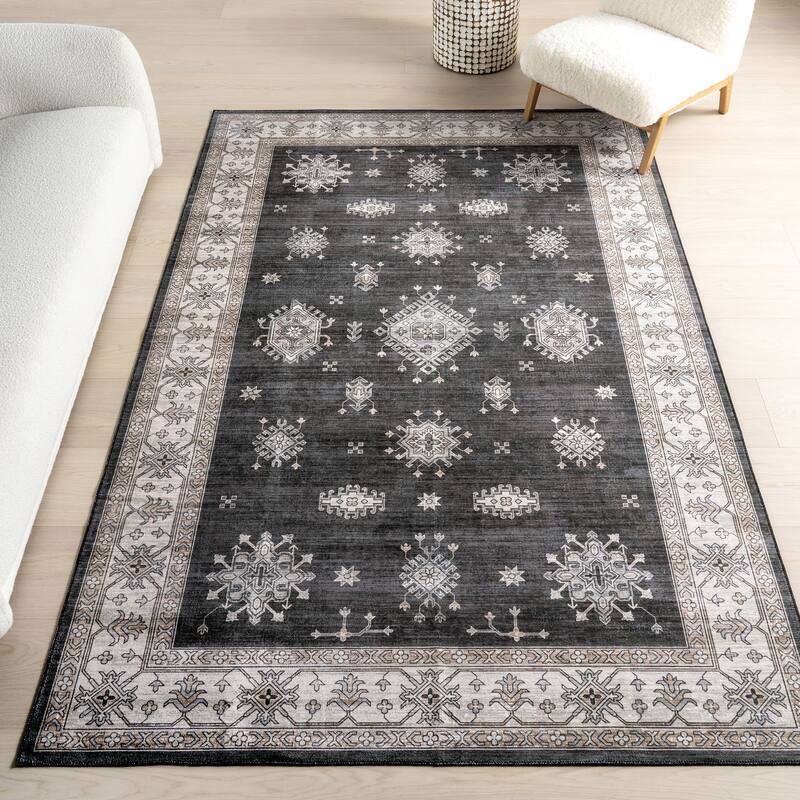 Nuloom Moxie SplashGuard Traditional Bordered Machine Washable Area Rug