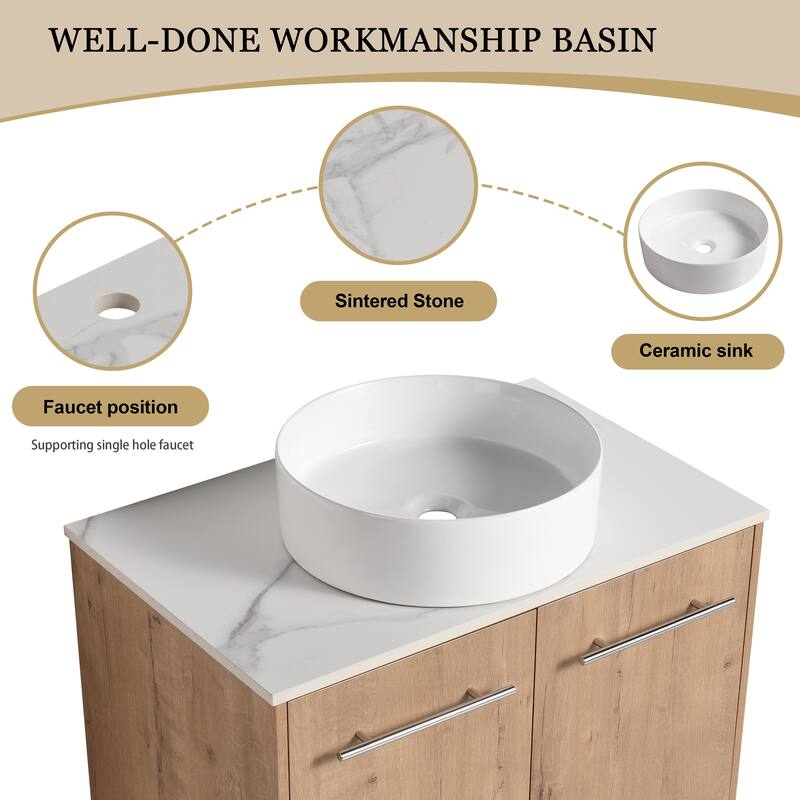 ARTCHIRLY 24"/30" Bathroom Vanity with Sink, Floating Bathroom Vanity with 2 Soft Close Doors