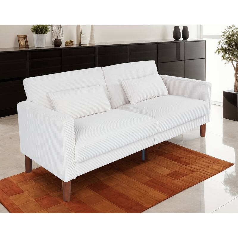 Couch Sofa, Corduroy Fabric Couches Loveseat Furniture with 2 Pillows for Living Room, Bedroom
